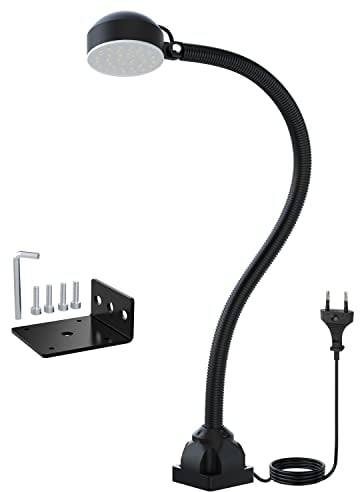 Drehmaschine Led Licht - Maschinenlampe 110V-220V 10W 1200 Lumen Arbeitslicht Verschraubung der Grundplatte Flexibel Wasserdicht Schwanenhals Arm für CNC Werkbank Handwerk Nähmaschine