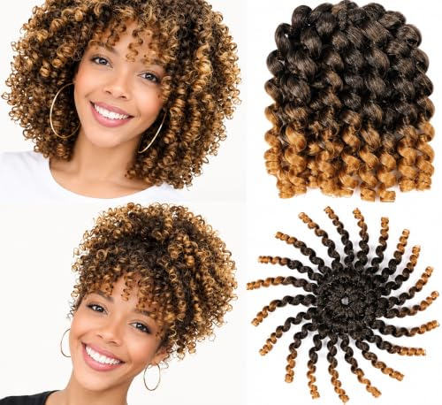 Jamaican Bounce Wand Curl - extensions de cheveux pour tresses au crochet a l' aspect naturel - Kanekalon Premium 60 meches 240g en 3 pieces +3 accessoires offerts (T27, 8 20cm)