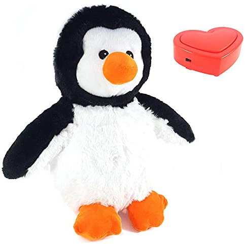Message in a Cuddle Kuscheltier Pinguin mit eigener Tonaufnahme [Microfon + MP3] | Pinguin 45cm | Mit Voice Recorder | Deine eigene Stimme | Geschenk - Valentinstag - Geburtstag - Muttertag