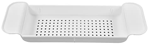 Bandeja Organizadora para Bañera, Bandeja Extensible para Bañera, Mesa de Bandeja para Bañera de PP, Estante Organizador Multifunción para Bañera, Bandeja Antideslizante para Estante de(Blanco)