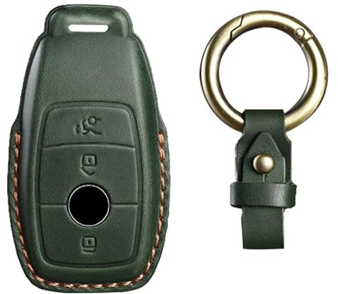 KUNIO Schlüsselhülle Passt für Mercedes A B C E S G Klasse GLC CLE GLB CLA W177 W247 B200 W205 S63 AMG A200 MS Leder Autoschlüssel Hülle Schlüsselcover Schlüsselanhänger Schlüsseletui