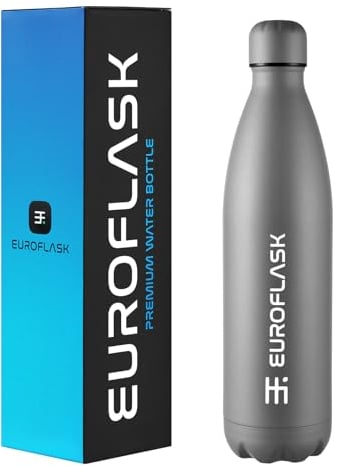 EuroFlask Stainless Steel Water Bottle, Leak Proof Metal Water Bottles with Double Wall Vacuum Insulation-12 Hrs Hot & 24 Hrs Cold Drinks Bottle for Gym, Sports and Work (Grey, 500 mL)