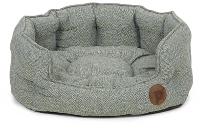 Petface Sage Hundebett, Fischgrätenmuster, niedrig, oval, Größe M