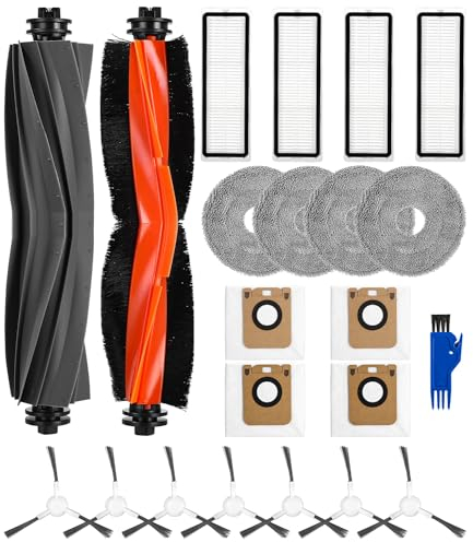 Zubehörset für Xiaomi X20+/Dreame L10s Ultra/L10 Ultra/L10 Prime Saugroboter, 2 Hauptbürste, 4 Filter, 4 Wischpad, 7 Seitenbürsten, 4 Staubbeutel, 1 Reinigungsbürste Ersatzteile Zubehör für Dreame