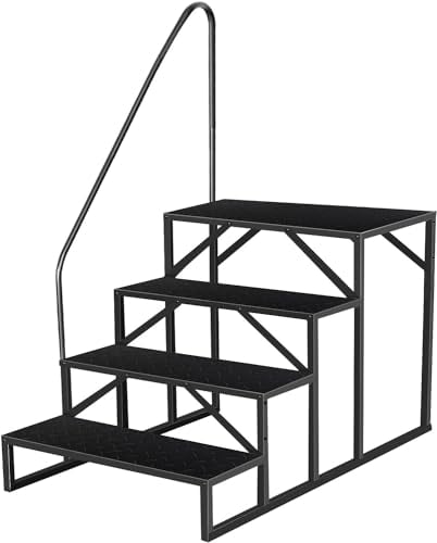 Leiter 4 Stufen, Handlauf Treppe, Hunde treppe stehleiter, Tritthocker, Whirlpool-Stufen mit Handlauf, RV-Treppen im Freien mit Anti-Rutsch-Pedalen, Raumspartreppe Pool-Stufen für draußen