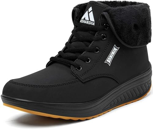Mishansha Impermeable Botas de Nieve Mujer Botines Invierno Antideslizante Zapatos Trekking Cálido Outdoor, Negro Cálido 39 EU