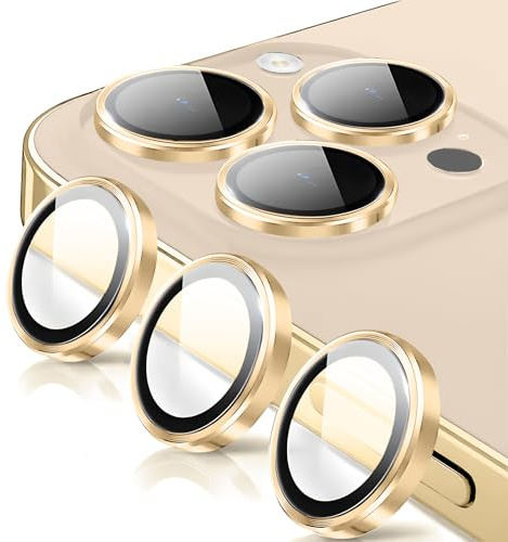 Oelrstfe Caméra Arrière Protection pour iPhone 14 Pro/14 Pro Max Verre Trempé,Protecteur Objectif Lentille,9H Dureté HD Définition Anti-Rayures Ultra Résistant D'objectif Lens Camera Protector,Doré