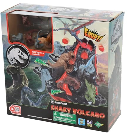EPOCH Games - Jurassic World Shaky Volcano, 7509, Dinosaurier Spielzeug, Brettspiel für Kinder ab 4 Jahren
