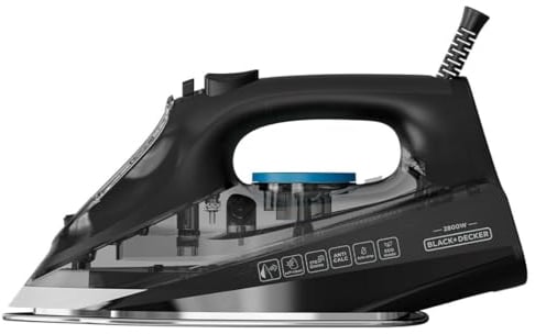 Black+Decker - Fer à Vapeur BXIR2805E | 2600W | Semelle en Céramique Anti-Rayures | Coup de Vapeur 170g/min | Réservoir 300ml | Pointe de Précision | Anti-Goutte | Anti-Calcaire et Auto-Nettoyage