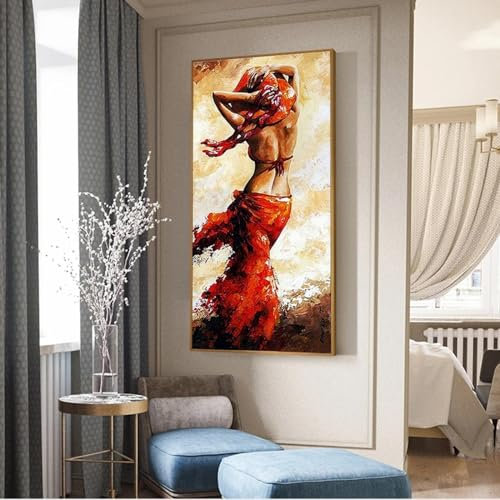 ADOHOME Abstraktes Portrait-Leinwandgemälde an der Wand, modernes Mädchen, Pop-Art, Leinwanddrucke, Poster und Drucke, Bilder, Heimdekoration, 20 x 40 cm, rahmenlos