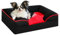 PAWZ Road Hundebett klein, waschbar, orthopädische Hundebetten mit abnehmbarem Flanell-Bezug mit Reißverschluss, Hundesofa für kleine Hunde, 2-lagiges, wasserdichtes Hundebett, Rot, 61 x 45 x 16 cm