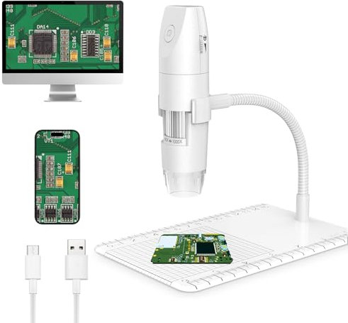 USB Digital Mikroskop Kamera - Wireless WiFi 2MP Mikroskop 50X-1000X Vergrößerung Endoskop - 1080P Handheld Pocket Mikroskope mit 8 LED 360° Rotation für iOS Android PC