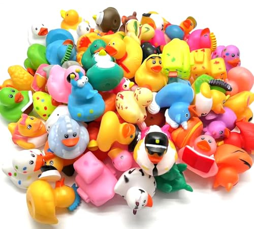 LINICE 30 Pcs Rubber Ducks, Random Assortment Ducks Bulk, Mini Rubber Duckies for Toddler Baby Bath Toys, Kids Bath Pool Toys Birthday Gifts Party Favors