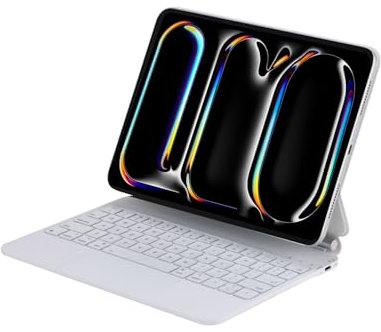 QUARK Magic Keyboard - Funda para iPad Pro de 11 pulgadas (M4,2024), funda de teclado para iPad Pro 11 con trackpad multitáctil, soporte magnético fácil de configurar, teclas retroiluminadas (blanco)