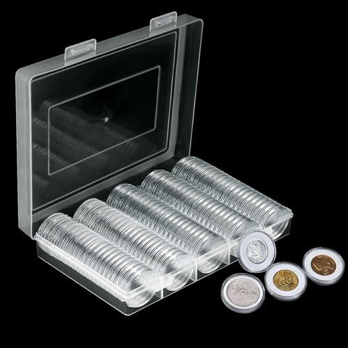 Rangement Pieces de Monnaie,Classeur Piece 2 Euros,120 Pièces Rangements pour Pièces de Monnaie de 33mm,Capsules de Monnaies avec Joint de Protection en EVA pour Collecte et Stockage de Monnaies