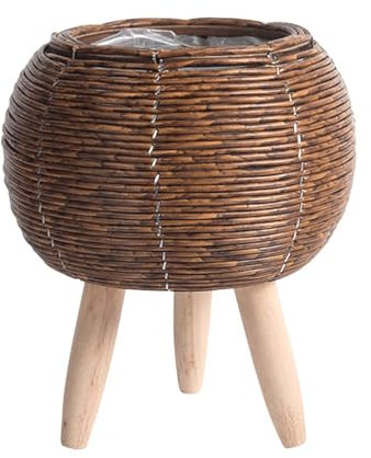 LANDENGWANG Macetas de ratán con soporte, maceta, maceta, maceta, cesta de ratán para sala de dibujo, cesta de mimbre para decoración de jardín