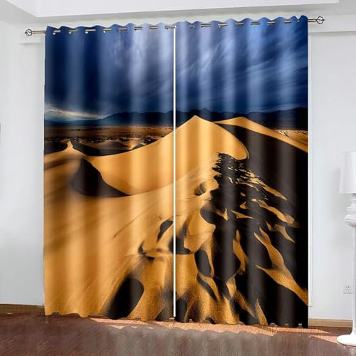 Beydodo Verdunklungsvorhänge Kinderzimmer, Vorhang Blickdicht mit Ösen 2er Set 234x274CM Landschaft Wüsten Gardinen Verdunkelnd Schlafzimmer Jugendzimmer