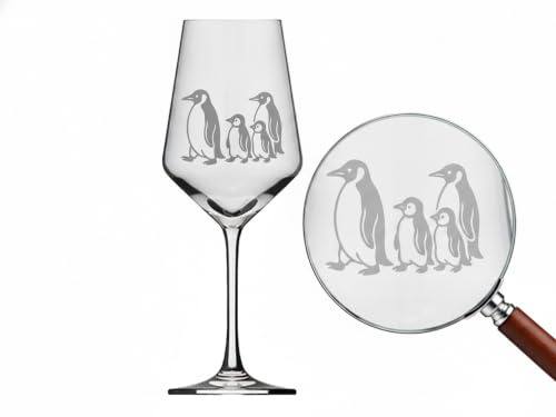 eXODA Weinglas 350 ml Pinguine Baby graviert spülmaschinenfest | 350 ml Füllmenge, Pinguin-Design, spülmaschinenfest, kratzfest, sozial verantwortlich, für Partys und Geschenkanlässe