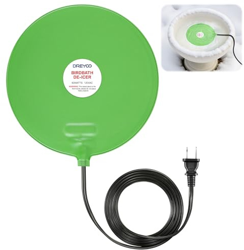 Dreyoo Chauffage de bain d'oiseaux de 60 W, dégivreur submersible pour une utilisation en extérieur en hiver, contrôle thermostatique, étanchéité IP65, chauffe-eau pour oiseaux, volailles, bétail