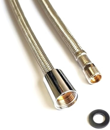 Brauseschlauch M15x1 und 1/2 Zoll Konusmutter 1500mm, DVGW Panzerschlauch mit Edelstahlgeflecht für Küchenarmaturen & Badarmaturen mit ausziehbarer Brause, Ersatzbrauseschlauch für Geschirrbrause