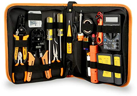 RJ45 Crimper and Soldering Iron with Digital Multimeter for Cable and Electronic Repairs - Professional Network Toolkit