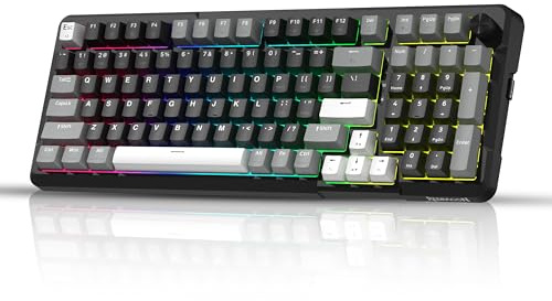 Redragon K742 Tastiera Meccanica Wireless, Gaming Custom Keyboard Gasket con 98 Tasti, Hot-swap, BT/2.4G/USB-C, Interruttore Lineare, QWERTY Layout, Retroilluminazione RGB, per Win/Mac/PC