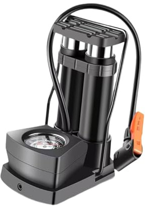 drburpily Fuß Hochdruck Doppelzylinder Luftpumpe mit rutschfestem Pedal und präzisem Manometer für Fahrradreifen, tragbar und universell einsetzbar.