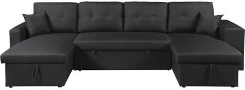Habitat et Jardin Axel Panorama-Sofa aus Stoff – 4-Sitzer – Schwarz
