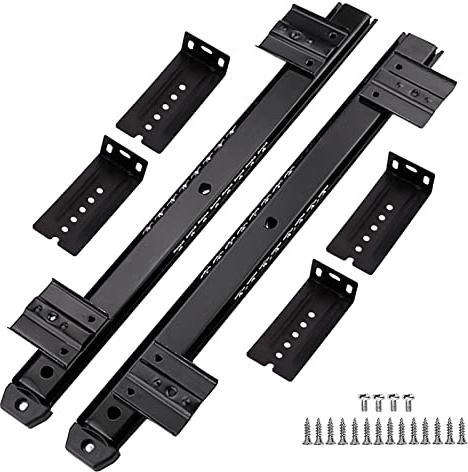 Guida Cassetti Scorrevoli 350mm, Guide Telescopiche Per Carichi Pesanti | 2 Pezzi Guide Scorrevoli Per Ripiano Porta-tastiera, Silenzioso Cuscinetto A Sfera, Con Viti(Black)