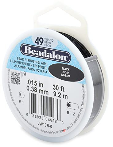 Beadalon 0.38 mm Diameter 9.2 m Reel 49 Strand Wire Black