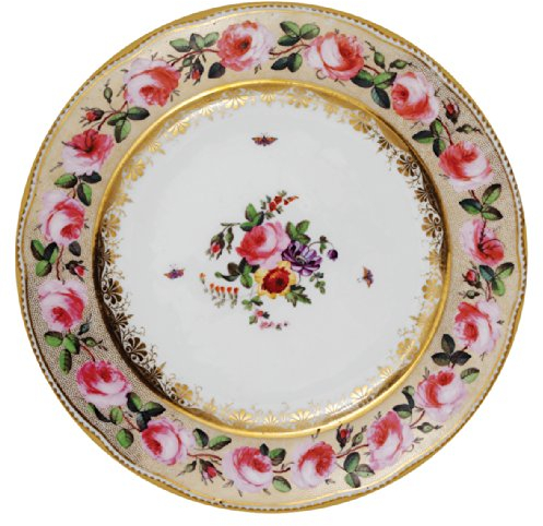 V&A - Victoria and Albert Museum Pink Roses Painted Tin Enamel Plate - Picnic or Camping