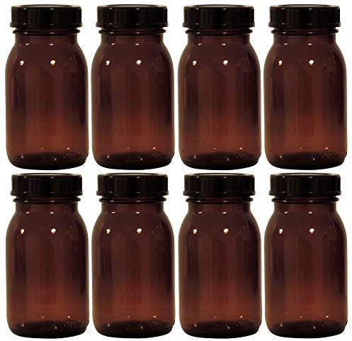mikken - braunes Apothekerglas Set inkl. Schraubverschluss & Etiketten Made in Germany, Silber, 8x 150ml