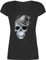 T-Shirt Damen V Ausschnitt - Kompatibel Oktoberfest - Totenkopf mit Filzhut - M - Schwarz - mädchen trachtenshirt Trachten-Tshirt bayrische Skull Shirts Shirt tailliertes Trachten Tshirt bayrisch