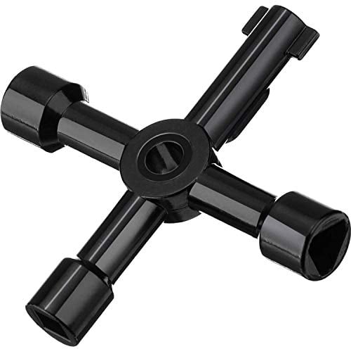 WILLBOND 4 Wege Multifunktionale Utilities Schlüssel für Elektrische Wasser Gas Meter Box Schrank Öffnen Schlüssel (Schwarz)
