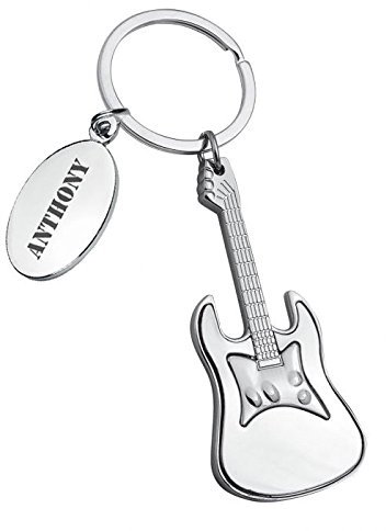 Amikado Porte-clés Guitare personnalisé par Gravure Laser argentée