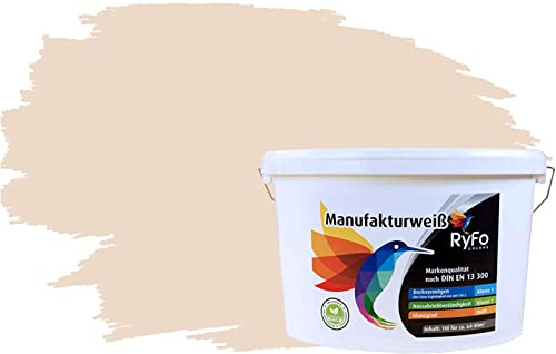 RyFo Colors Bunte Wandfarbe Manufakturweiß Wollweiß 10l - weitere Weiß Farbtöne und Größen erhältlich, Deckkraft Klasse 1, Nassabrieb Klasse 1