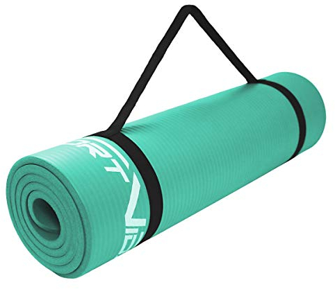 SportVida Yoga Matte Rutschfest Extradick - Yogamatte mit Weicher Schaum - NBR Matte - Dicke Turnmatte für zuhause Training mit Tragegurt - Sportmatte - Fitnessmatte (Türkis, 180 x 60 x 1 cm)