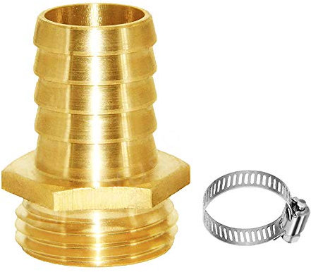 Joyway Tuyau de Jardin pivotant en Laiton avec Pince en Acier Inoxydable, Raccord pour Maison/Bateau/pelouse/Lavage/Irrigation 5/8'' Barb x 3/4'' Male 1