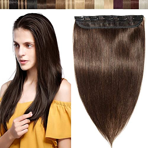SEGO Clip in Haar Extensions Echthaar Haarverlängerungen ein Tresse 5 Clips Haarverdichtung Haarteil 100% Remy Human Hair Dunkelbraun#2 12(30cm)-40g