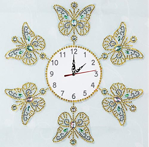 Diamant-Malerei DIY 5D spezielle Form Strasssteine ABEUTY Sechs Schmetterlinge Uhr Teilbohrer Kristall Diamant Kunst Kits (Uhr 3)