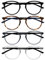OPULIZE Met Lesebrille 4er Pack Schlank Runder Rahmen Federscharniere Kratzfest Schwarz Braun Transparent Grau Transparent Schwarze Herren Damen RRRR60-127C +2.50