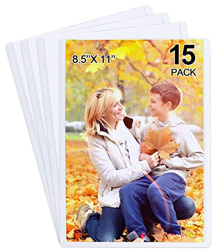 Tebik Magnetische Bilderrahmen, für 21,6 x 27,9 cm Fotos, Bilder, A4, weiß, magnetische Bilderrahmen mit transparenter Tasche für Kühlschrank, Spind, Büroschrank, 15 Stück