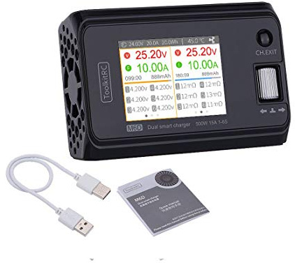 ToolkitRC M6D 500W Mini Smart Charger/Discharger, 15A, 1-6S Lipo/LiHv/LiFe/Lion Battery Checker, Servo Tester, 5V 15A Output