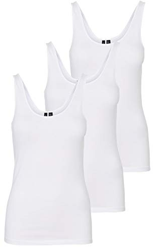 VERO MODA Women's Vmmaxi My Soft Uu Tank Noos Top, White (3 x Bright White), S