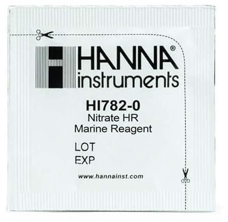 Hanna Instruments Marine Nitrat Testkit, 25 Tests, Reagenzien für Aquarien und Teiche, Zinkreduktionsmethode, Salzwasserproben, 0-75 ppm