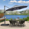 PURPLE LEAF 3 M Round Garden Cantilever Parasol, Large Square Patio Umbrella with Crank Handle and Tilt for Balcony and Outdoor, Grey
