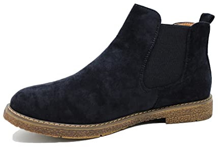 Evoga Scarpe polacchine uomo Chelsea invernali stivaletti scamosciati Casual (#A1 Stivaletti Nero, numeric_43)