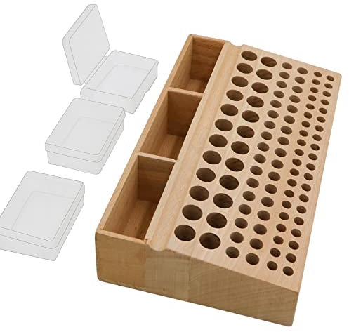 YVOKERN Leather Craft Tool Holder with 46/98 Holes,Professional Punch Craft Tool Rack,Leather Tools Storage Box for Leather working and Punch Tools organizer storage (98 Holes+3 Slots)