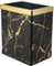 QLHIBLY Metal Recycling Waste Paper Bin with Leather Cover, 10L Double Layer Bin for Bedroom, Bathroom, Kitchen, Office, High Class Hotel (Black and Gold Marble)