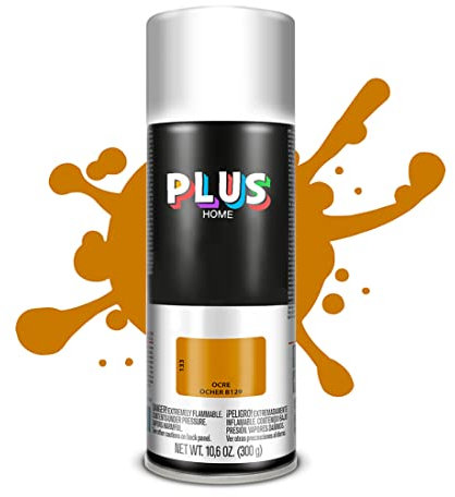 PLUS HOME Pintura Spray 520cc para pintar todo tipo de super cies: madera, metal, cartón, tela, piedra, bra de vidrio, plásticos rígidos, etc para bricolaje y DIY.Ocre (Ral:B129)(Paquete de 1)